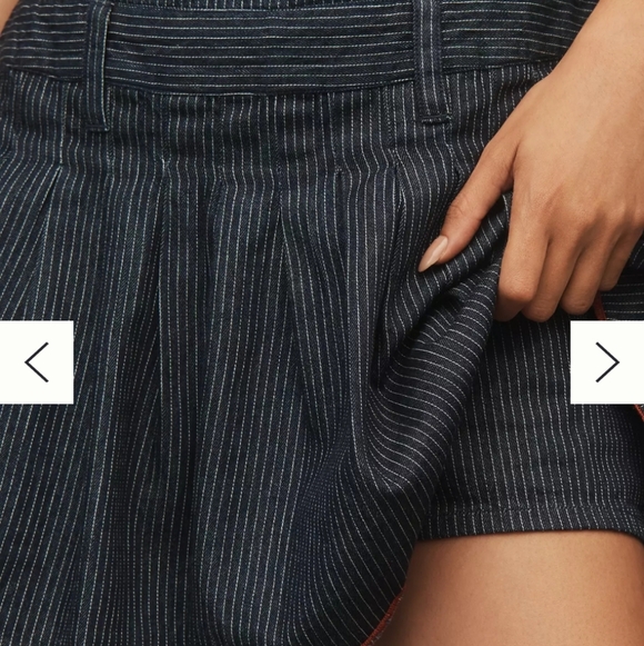 Anthropologie Navy Pinstripe Mini Dress Skort - Picture 5 of 9